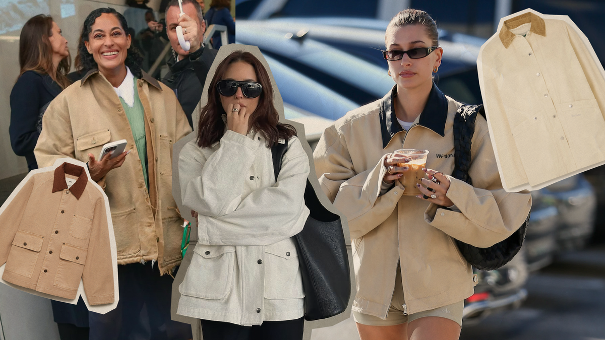 Utility jacket transitional fashion 2025 featuring stylish women in various outfits with layered utility jackets.