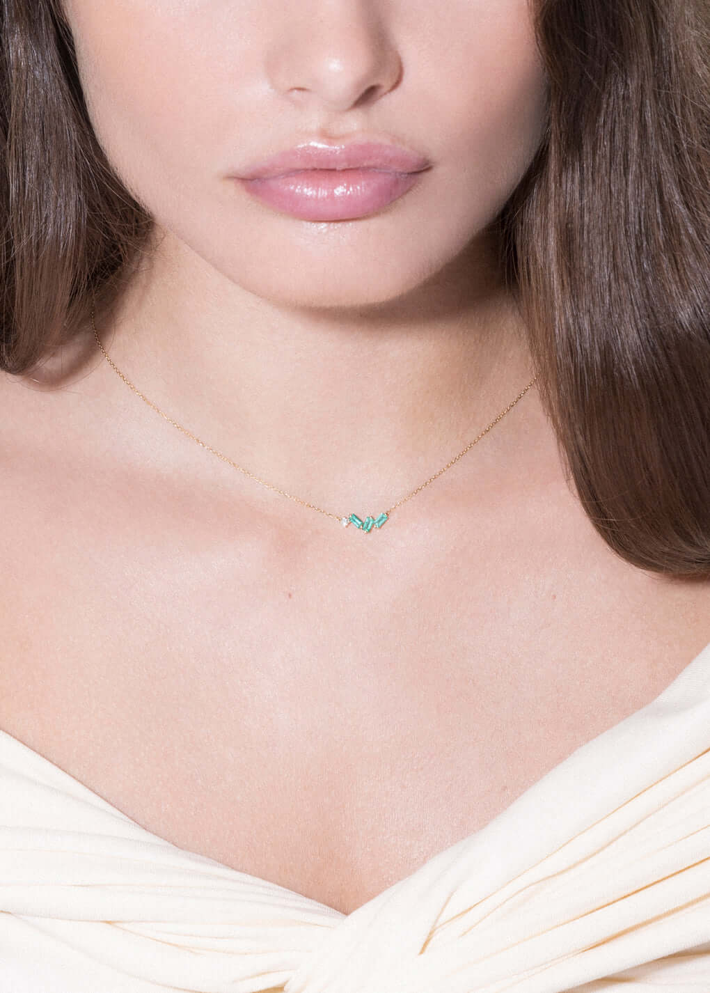 Smaragd- und Diamant-Halskette 18k Halsketten