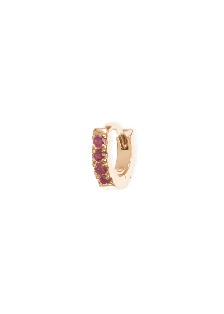 Salz 5 mm Creolen 18k Rubin Ohrringe