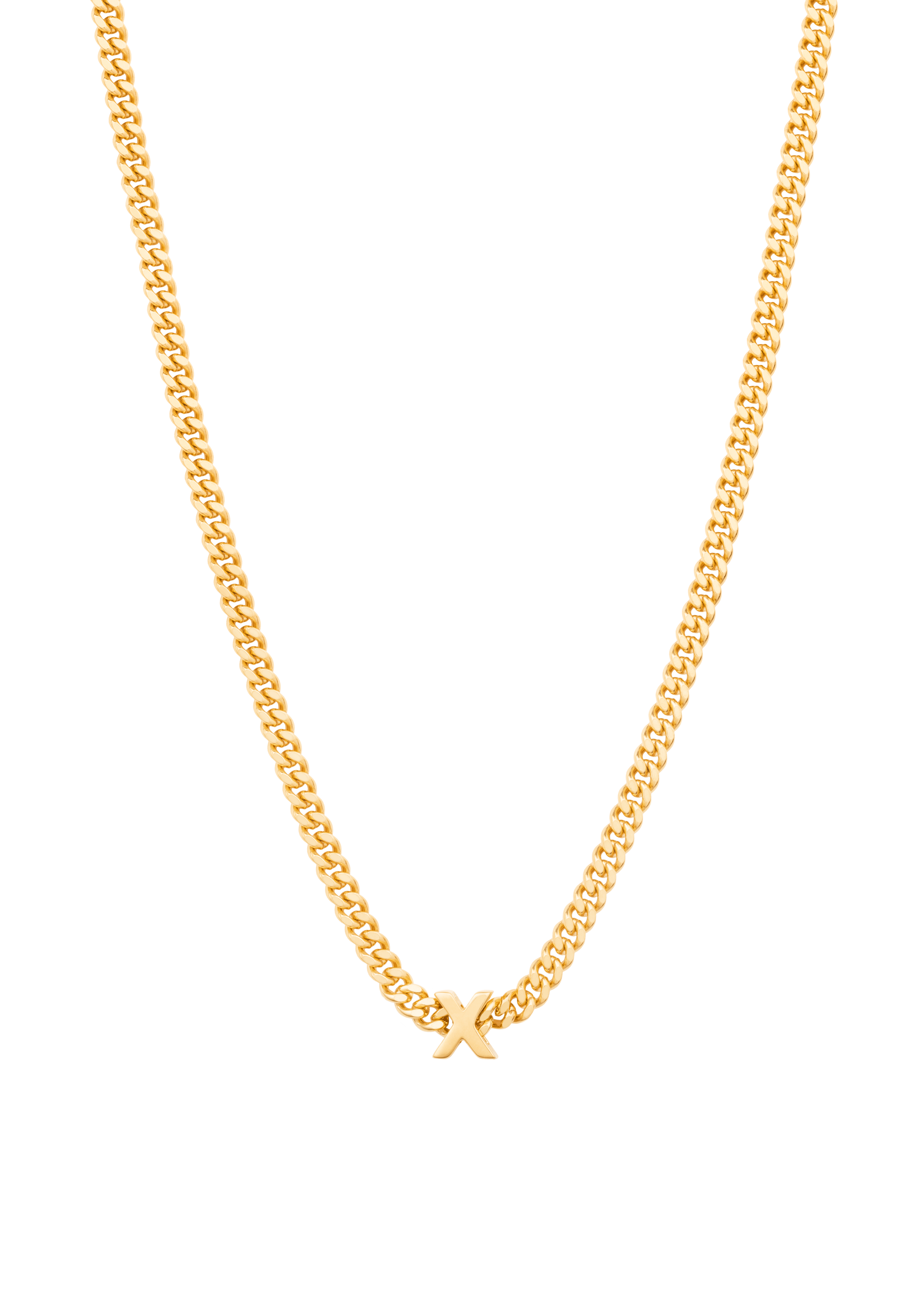 alphabet necklace with pendant X in gold