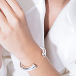 model wearing colette bracelet in silver