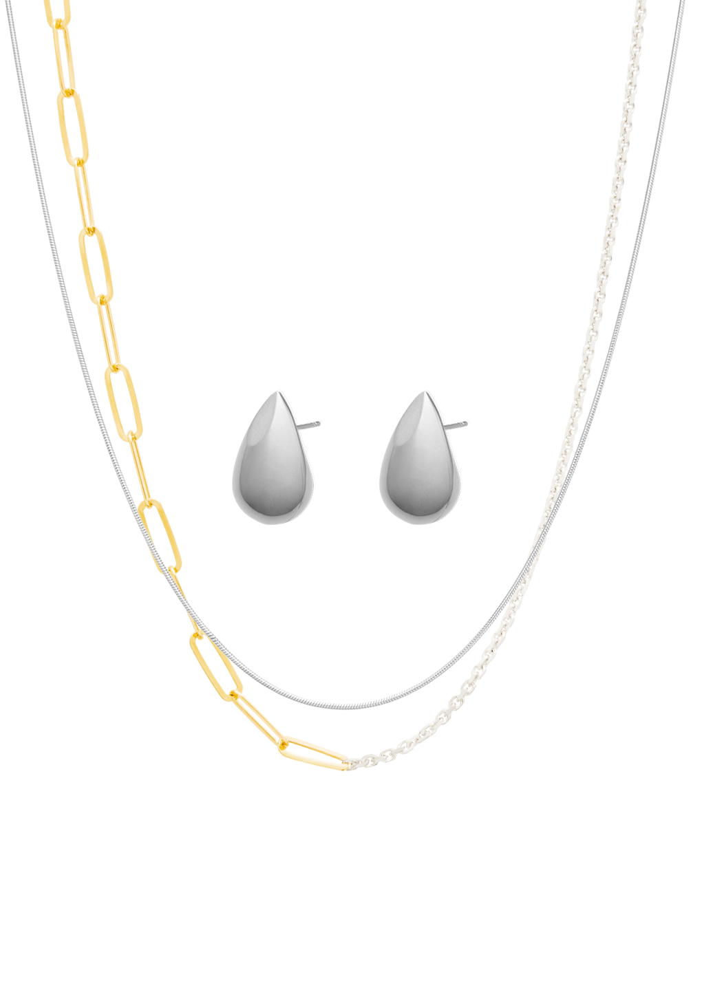 set margo choker, magdalene choker two tone and constantin earrings in silver