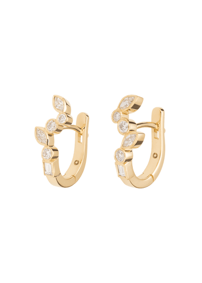 tanzende Diamant-Huggie-Ohrringe 18k