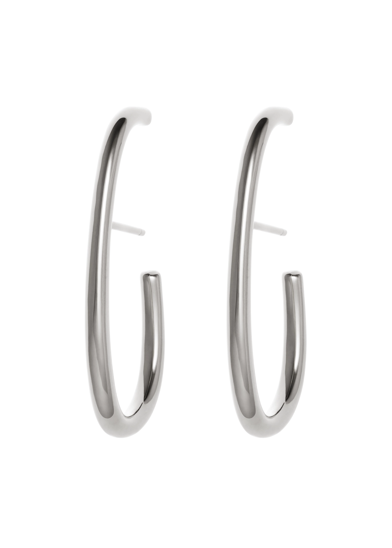 Silver hoop earrings on a white background