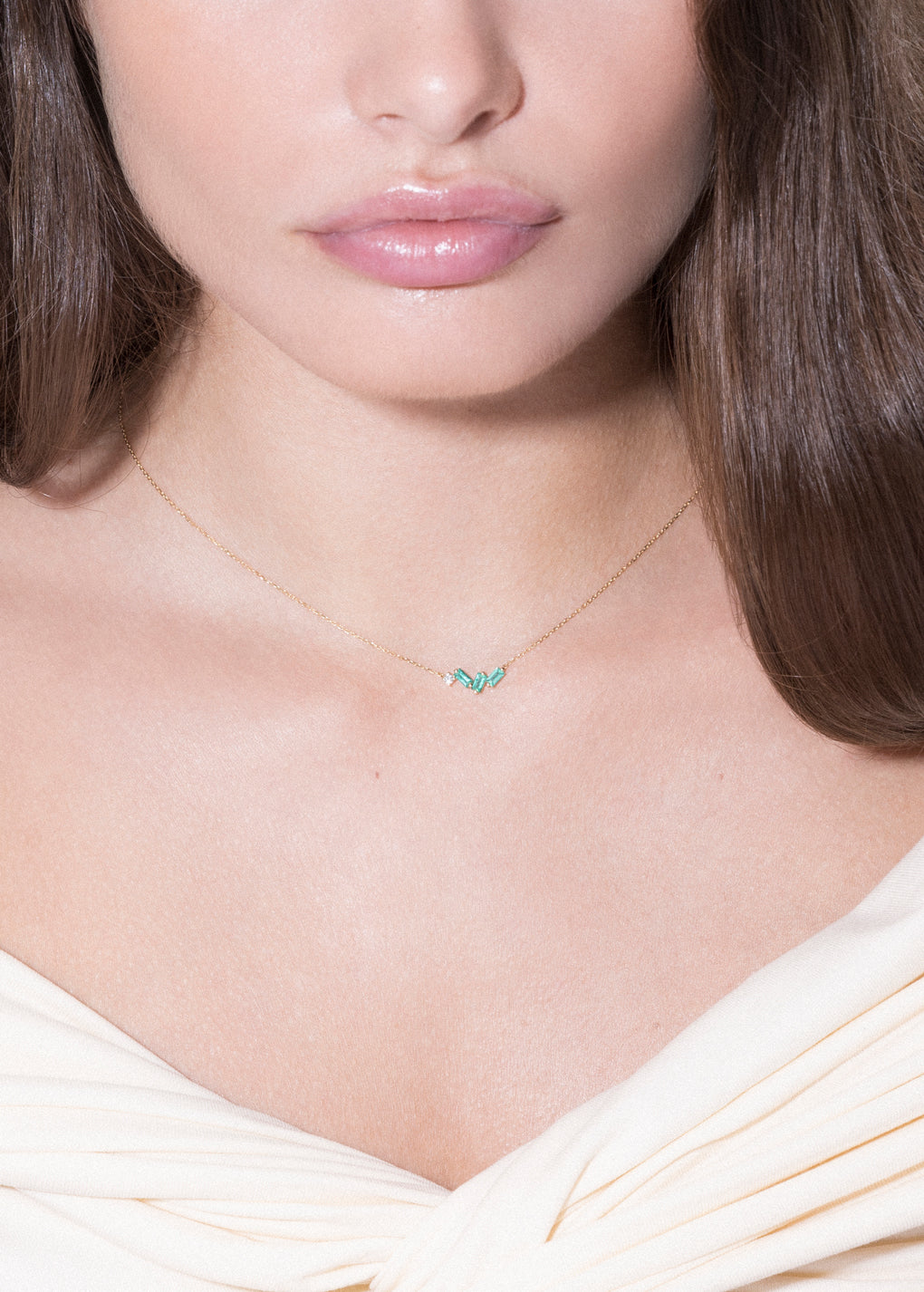 Halskette aus 18 Karat Smaragd und Diamant