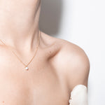 model wearing natalia necklace 18k pearl