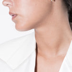 model wearing norma earrings white in gold