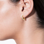 model wearing norma earrings turquoise in gold